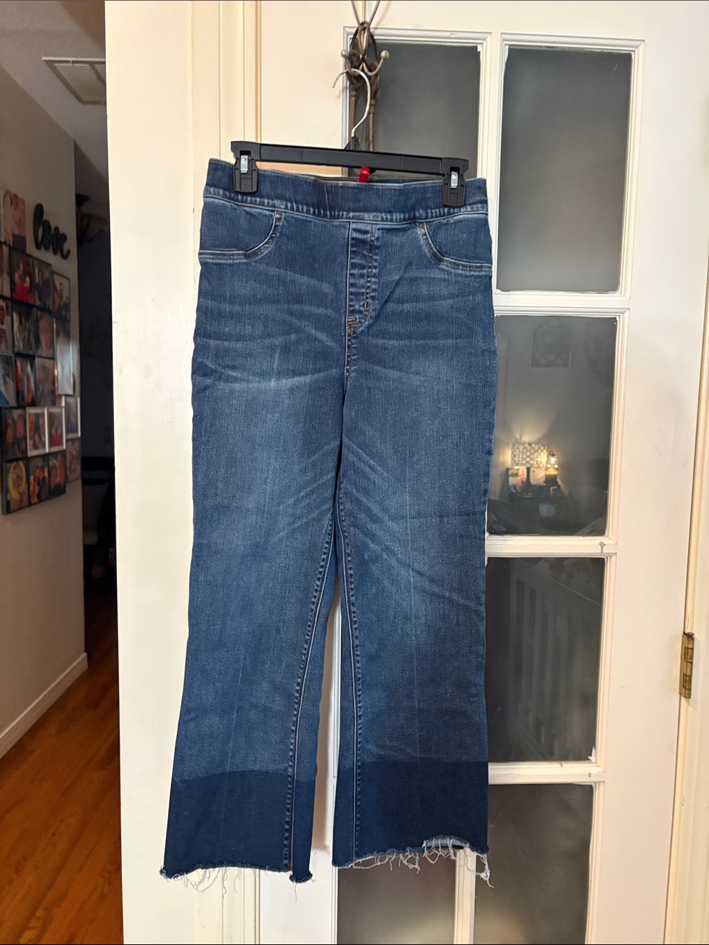 SPANX Two-Tone Blue Wide-Leg Jeans with Dark Hem